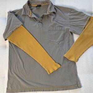 Prana Gray Polo with Yellow Sleeves